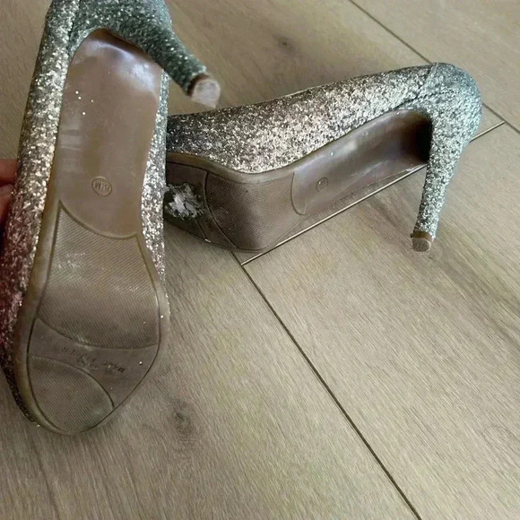 Marc Fisher Harpyly Heels Pumps Glitter Ombré Pink Silver Peep Toe Heel 8.5 - Picture 9 of 9